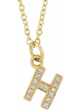 14K Yellow Gold .05 CTW Natural Diamond Petite Initial A 16-18