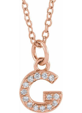 14K Yellow Gold .05 CTW Natural Diamond Petite Initial A 16-18