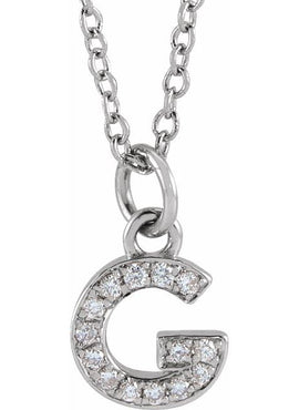 14K Yellow Gold .05 CTW Natural Diamond Petite Initial A 16-18