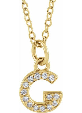 14K Yellow Gold .05 CTW Natural Diamond Petite Initial A 16-18