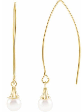 14K Yellow Gold Cultured Akoya Pearl Earrings