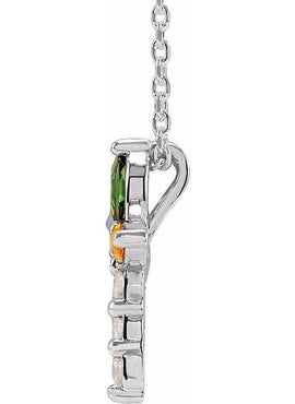 14K Yellow Gold Natural Aquamarine & 1/10 CTW Natural Diamond Cross Pendant