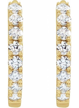 14K Yellow Gold 1/5 CTW Lab-Grown Diamond 10 mm Hoop Earrings