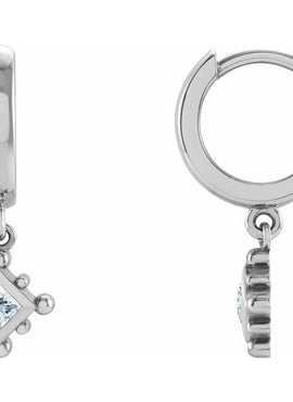 14K White Gold Natural Emerald Beaded Bezel-Set Hoop Earrings