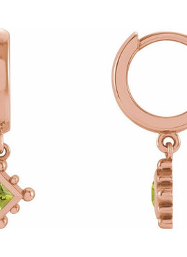 14K White Gold Natural Emerald Beaded Bezel-Set Hoop Earrings