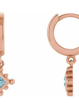14K White Gold Natural Emerald Beaded Bezel-Set Hoop Earrings