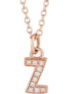 14K Yellow Gold .05 CTW Natural Diamond Petite Initial A 16-18