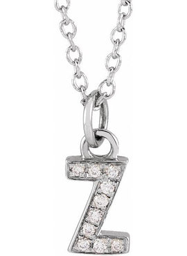 14K Yellow Gold .05 CTW Natural Diamond Petite Initial A 16-18