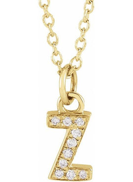 14K Yellow Gold .05 CTW Natural Diamond Petite Initial A 16-18