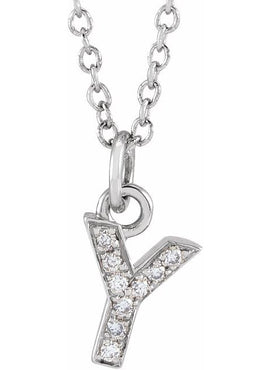 14K Yellow Gold .05 CTW Natural Diamond Petite Initial A 16-18
