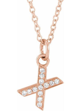 14K Yellow Gold .05 CTW Natural Diamond Petite Initial A 16-18