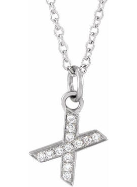 14K Yellow Gold .05 CTW Natural Diamond Petite Initial A 16-18