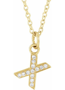 14K Yellow Gold .05 CTW Natural Diamond Petite Initial A 16-18