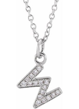 14K Yellow Gold .05 CTW Natural Diamond Petite Initial A 16-18