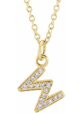 14K Yellow Gold .05 CTW Natural Diamond Petite Initial A 16-18