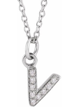 14K Yellow Gold .05 CTW Natural Diamond Petite Initial A 16-18