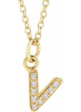 14K Yellow Gold .05 CTW Natural Diamond Petite Initial A 16-18