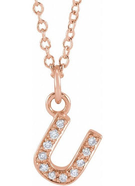 14K Yellow Gold .05 CTW Natural Diamond Petite Initial A 16-18