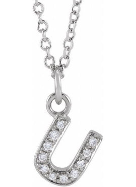 14K Yellow Gold .05 CTW Natural Diamond Petite Initial A 16-18