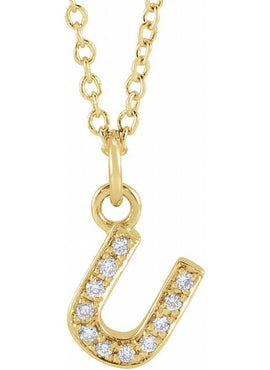 14K Yellow Gold .05 CTW Natural Diamond Petite Initial A 16-18