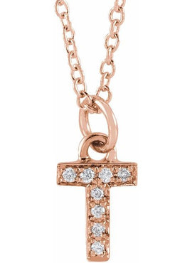 14K Yellow Gold .05 CTW Natural Diamond Petite Initial A 16-18