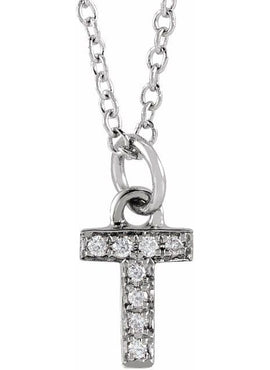 14K Yellow Gold .05 CTW Natural Diamond Petite Initial A 16-18