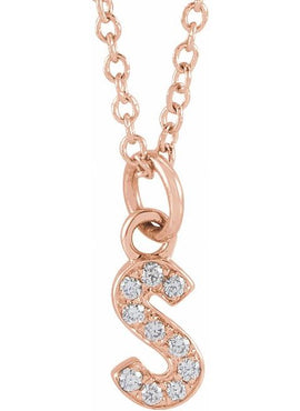 14K Yellow Gold .05 CTW Natural Diamond Petite Initial A 16-18