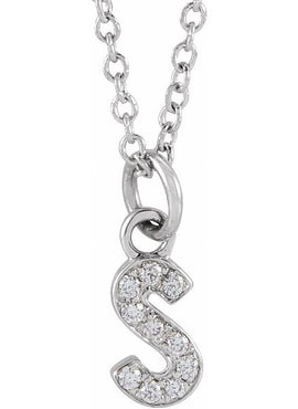 14K Yellow Gold .05 CTW Natural Diamond Petite Initial A 16-18