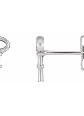 14K White Gold Petite Key Left Earring