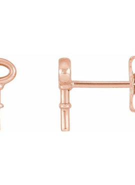 14K White Gold Petite Key Left Earring