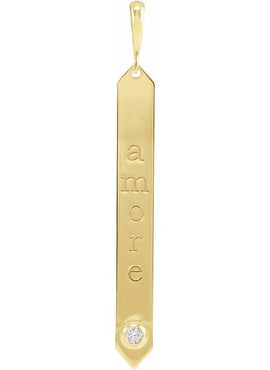 14K Rose Gold .03 CTW Natural Diamond Engravable Bar 18