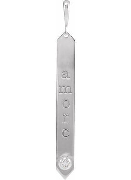 14K Rose Gold .03 CTW Natural Diamond Engravable Bar 18