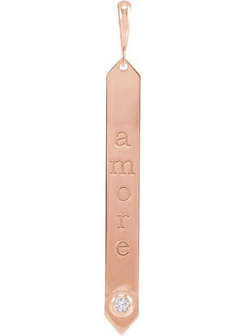 14K Rose Gold .03 CTW Natural Diamond Engravable Bar 18