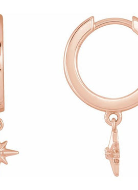 Sterling Silver .0075 CTW Natural Diamond Celestial Hinged Hoop Earrings
