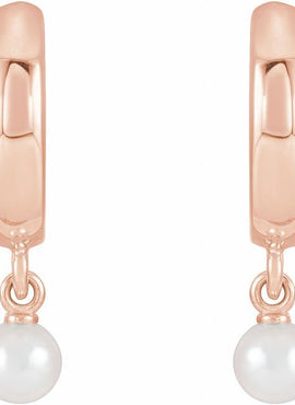14K Yellow Gold Cultured Seed Pearl Hoop Earrings
