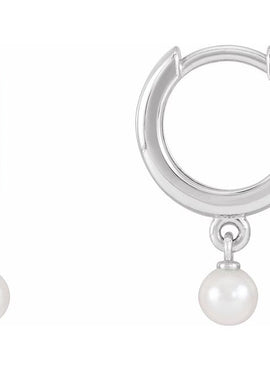 14K Yellow Gold Cultured Seed Pearl Hoop Earrings
