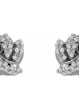 14K White Gold .07 CTW Natural Diamond Knot Earrings