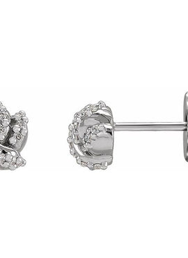14K White Gold .07 CTW Natural Diamond Knot Earrings