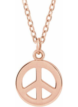 14K Yellow Gold Peace Symbol 16-18
