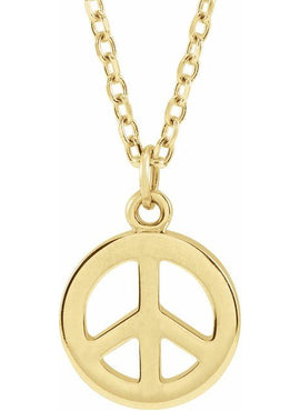 14K Yellow Gold Peace Symbol 16-18