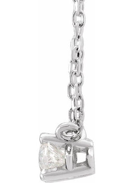 14K White Gold 1/4 CT Natural Diamond Solitaire 16-18