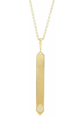 14K Rose Gold .03 CTW Natural Diamond Engravable Bar 18
