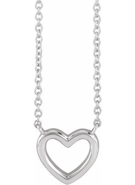 14K White Gold Heart 18