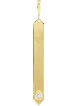 14K Rose Gold .03 CTW Natural Diamond Engravable Bar 18