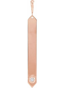 14K Rose Gold .03 CTW Natural Diamond Engravable Bar 18