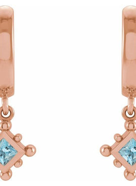 14K White Gold Natural Emerald Beaded Bezel-Set Hoop Earrings