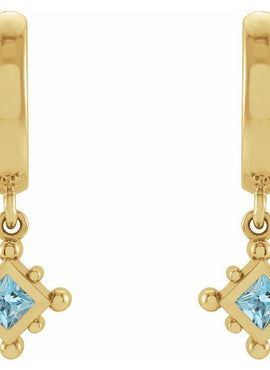 14K White Gold Natural Emerald Beaded Bezel-Set Hoop Earrings