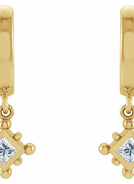 14K White Gold Natural Emerald Beaded Bezel-Set Hoop Earrings