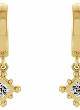 14K White Gold Natural Emerald Beaded Bezel-Set Hoop Earrings