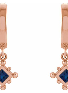 14K White Gold Natural Emerald Beaded Bezel-Set Hoop Earrings